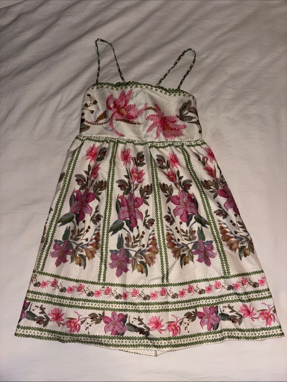 Girls' White Floral Sundress with Pink Accents